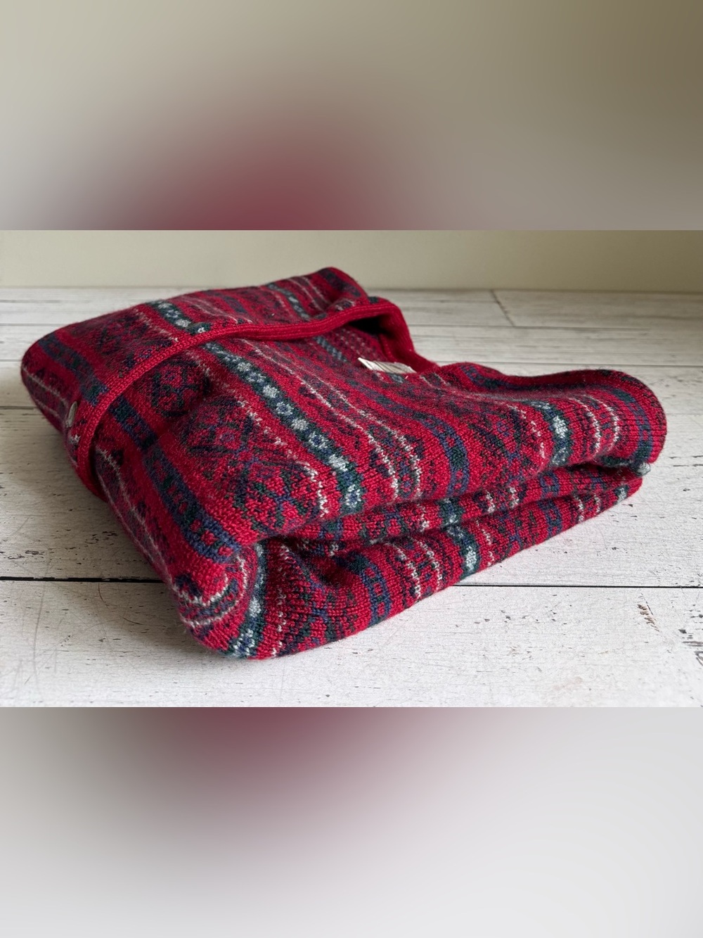 Vintage Fair Isle Wool Cardigan Jacket Tristan & Iseut Large - Picture 6 of 9